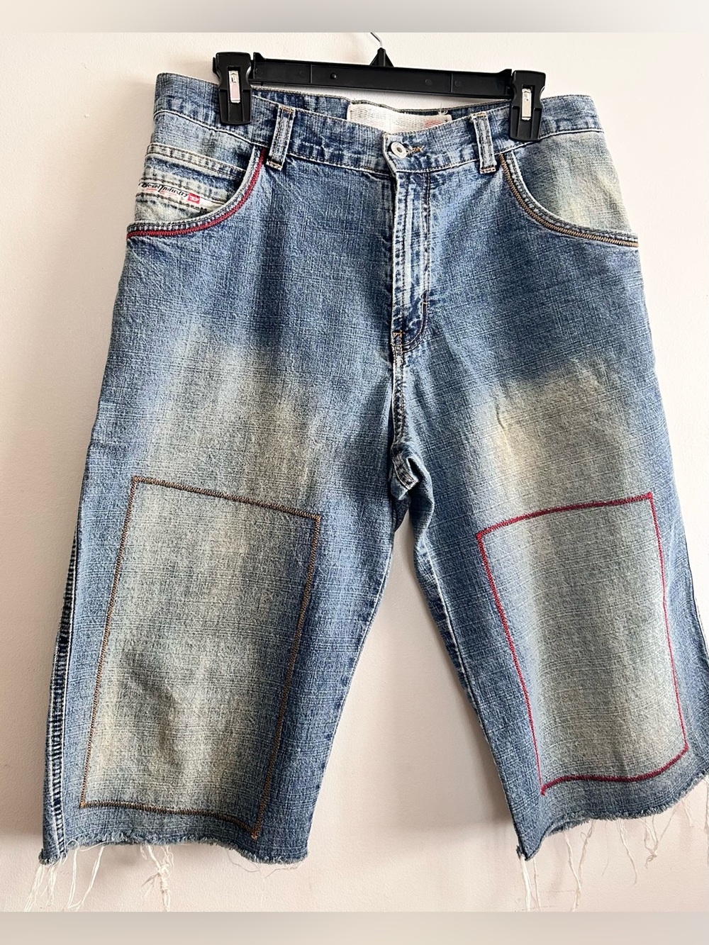 Vintage Y2K Diesel Industry Denim Patch Shorts Jorts Blue Men's